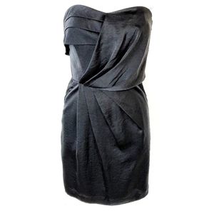 NEW BCBGENERATION Strapless Wrap Pleated Dress Sz 6 Pockets Satin Draped